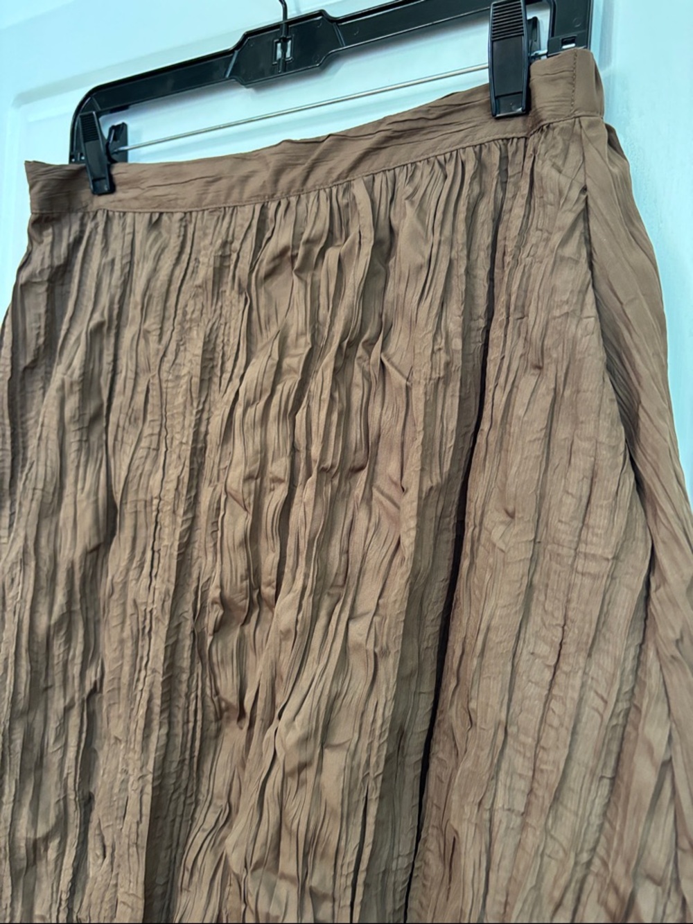 Zara wrinkled effect satin finish balloon bubble hem brown midi skirt sz.M - Picture 7 of 16